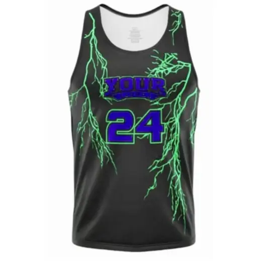 Custom Unisex Crew Neck Sublimated Vest Green-Blue